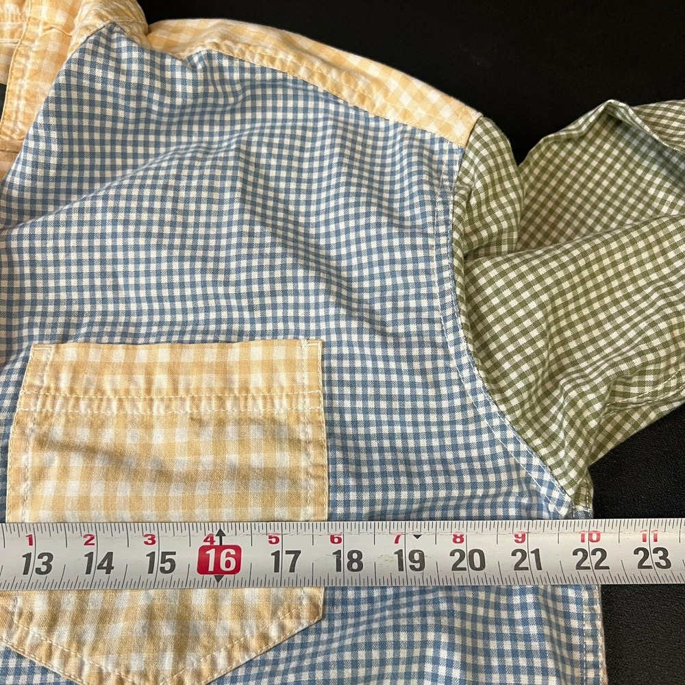 Lizwear Womens M Gingham Colorblock Shirt Cotton Cottagecore Retro Preppy Pastel - Picture 8 of 9